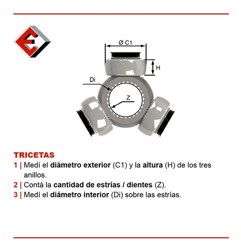 Triceta 3 Cubetas Tipo Anillos Fiat 147 83/20 1