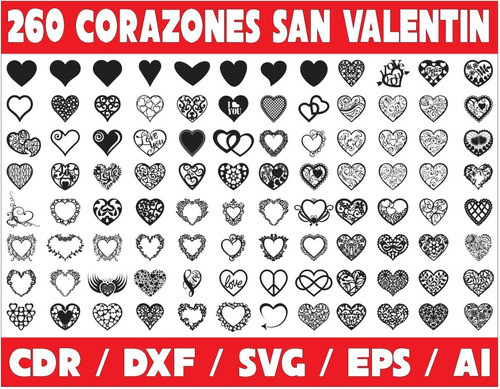 Pack De Vectores Corte Laser-  Corazones San Valentin 0
