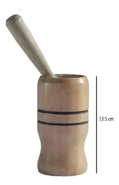 Pilão De Madeira Com Socador De Alho Para Tempero 1