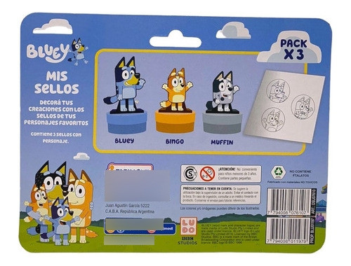 Mis Sellos Pack X3 Personajes Bluey Tapimovil 1