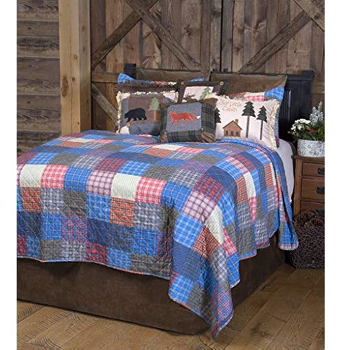 Juego De Edredón Estampado A Cuadros De 2 Piezas De Patchwor 0