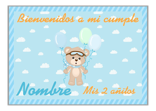 Kit Cumpleaños Imprimible Osito Globo Aerostático Editable 0