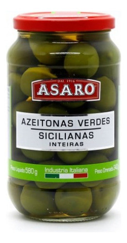 Azeitona Verde Siciliana Inteira Asaro (340g) 0