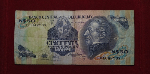 Billete 50 Pesos Uruguay Seríe F 1988 0