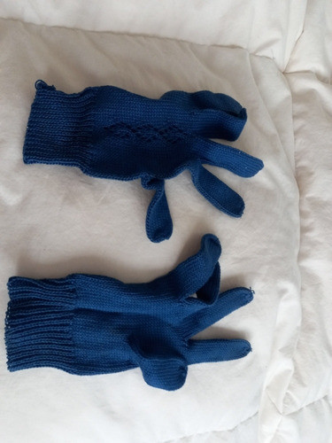 Guantes Y Medias Hilo Azul. Mano Pequeña. Usados. Azul Elet 1