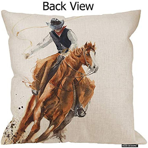 Hgod Designs Funda De Almohada De Vaquero, Vaquero De Acuare 1