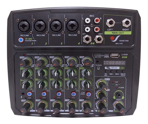 Venetian B6 Live Consola Mixer 6 Canales Interface Usb Mp3 0