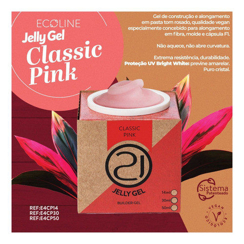 Ecoline Jelly Gel Classic Pink Nails 21 Polygel 30ml 1