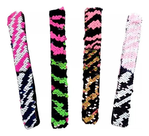 Pulseras Infantiles Pack X 4 Un Slap Lentejuelas Reversible 0