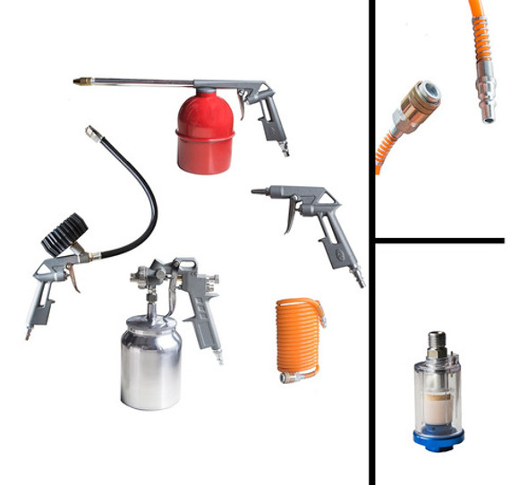 Kit Compresor 5 Piezas+ Acople Rápido+ Filtro Trampa De Agua 0