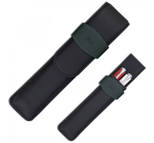 Porta Canetas De Couro Para 02 Caneta Preto Pelikan 0