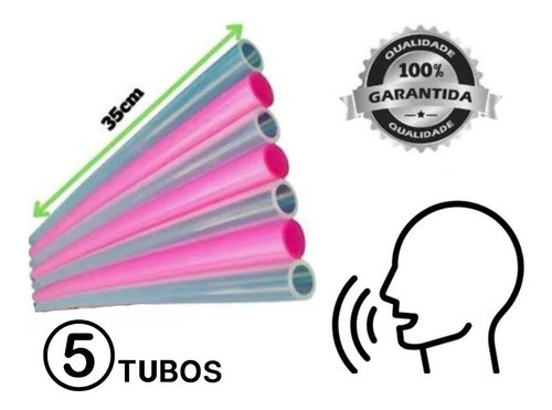Kit 5 Tubo Ressonância Lax Vox Exercício Vocal Silicone 35cm 0