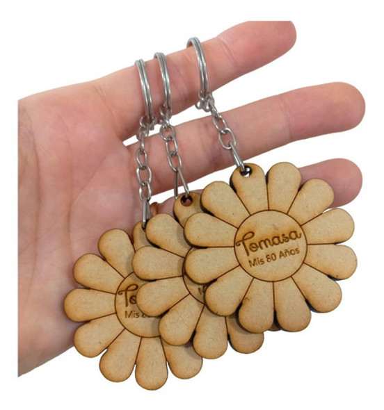 40 Llaveros Flores Flor Fibrofacil Mdf Regalo Souvenirs 0