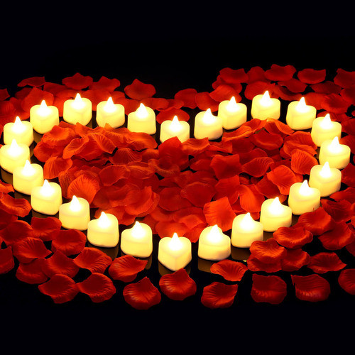 Petalos Artif. 2000u +24 Velas Led Para Decoracion Romantca 1