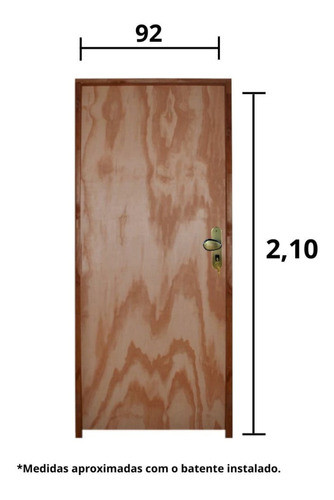 Kit Porta De Madeira 210x92cm Batente 11cm Fechadura Golf 1