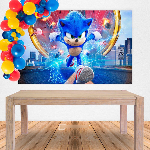 Fondo De Tela Sonic 2 Decoración Mesa De Cumpleaños Infantil 1