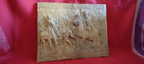 Cuadro Talla Madera Firmado. Combate San Gregorio Azul 1839 1