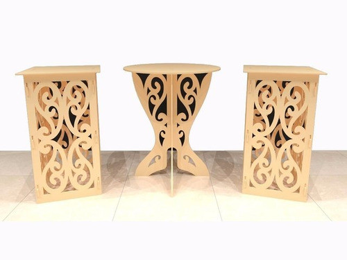 Candy Bar Fibrofacil Mesas Circular Y  Cubos Decoracion 0