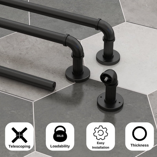 Wayolte Barras De Cortina Negras De 72 A 144 Pulgadas (6-12 1