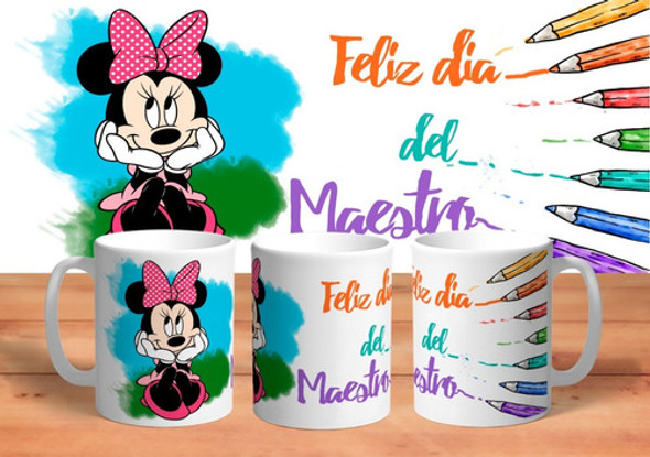 Taza De Cerámica Dia Del Maestro Maestra Minnie 1