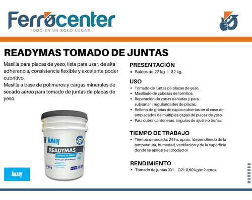 Masilla Knauf 32 Kg Tomado De Juntas Placas De Yeso 1