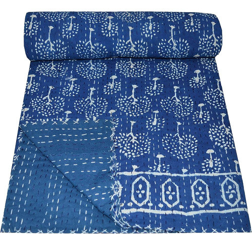 Yuvancrafts Indian Block Print Kantha Quilt Queen Size Kanth 0
