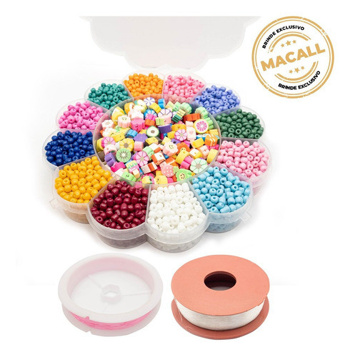 Kit Choker Pulseira Colar 2500pçs + Caixa Missanga Infantil 1