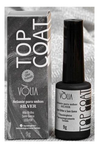 Top Coat Volia Silver Com Gliter Prata 9g 0