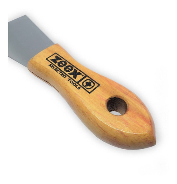 Espátula Pintor Flexible Fleje Inox 100 Mm Mango Madera Zeex 1