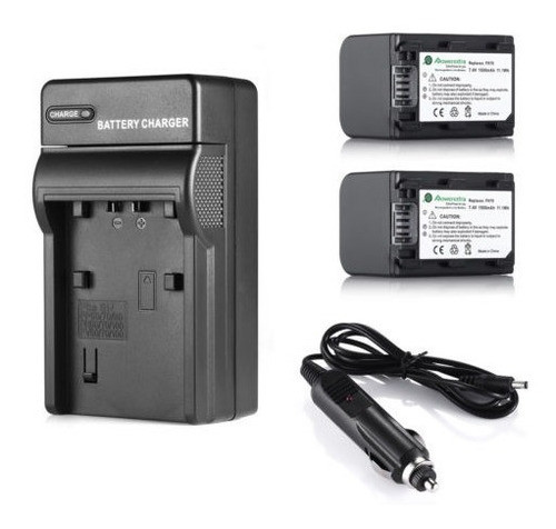 2 X Np-fh70 Batería + Cargador Para Sony Handycam Hdr-hc9 Dc 0
