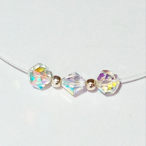 Gargantilla Tanza 3 Cristales Swarovski Con Bolita Plata92 0