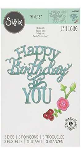 Sizzix 660368 Thinlits Feliz Cumpleaños A Ti Por Jen Phrase 0