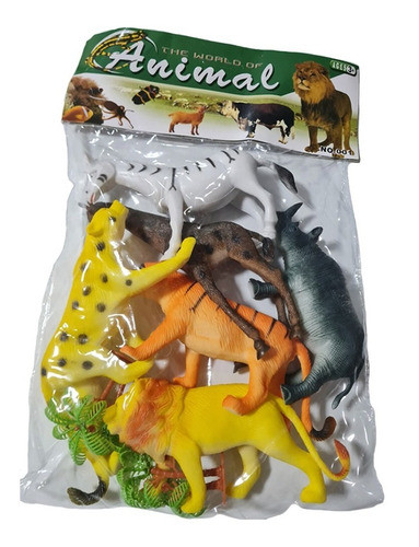 Set X 6 Animales Salvajes De Goma Juguete Regalo En Blister 1