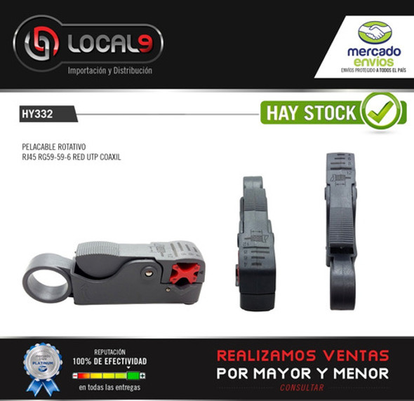 Pelacable Rotativo Coaxil Rg6 Rg59 Rg58 Doble Cuchilla Hony 1