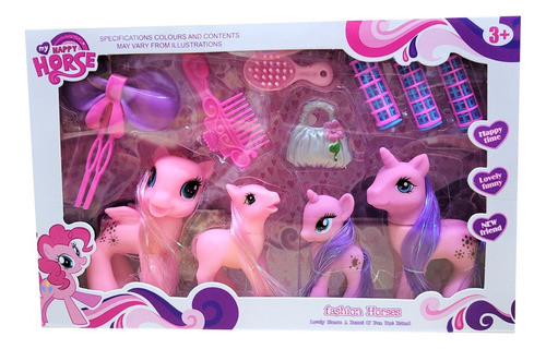 My Happy Horse Set 4 Ponys Con Accesorios ELG L-20-3 1