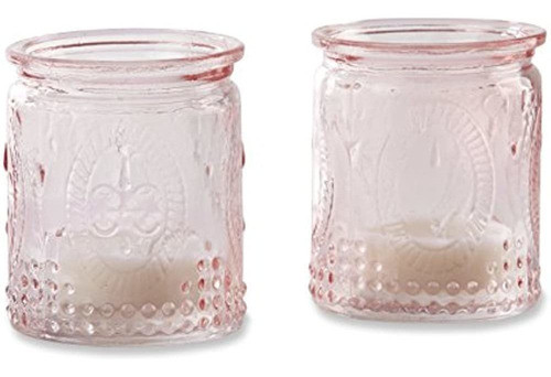 Kate Aspen Vintage Glass Tea Light Holder Juego De 4 Rosa 0