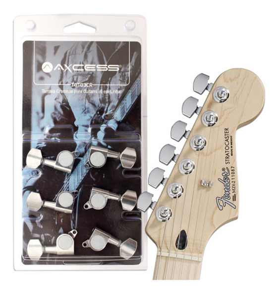 Jogo De Tarraxas 6 Em Linha Para Guitarra Strato Tele 0