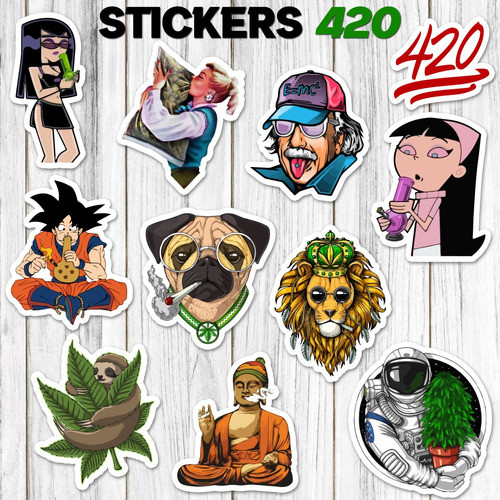 Stickers Marihuana Thc 420 50 Unidades 1