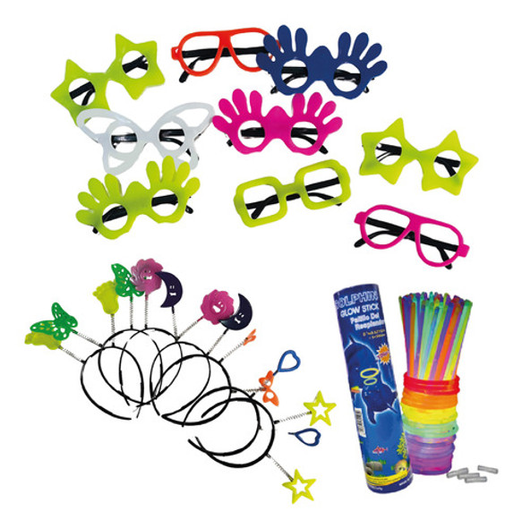 Kit Balada Festa 120 Pçs Óculos, Tiara E Pulseira Neon 0