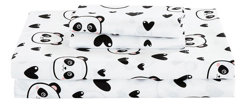 Juego De Sábanas Panda Love De 3 Piezas Para Niños/adolescen 1