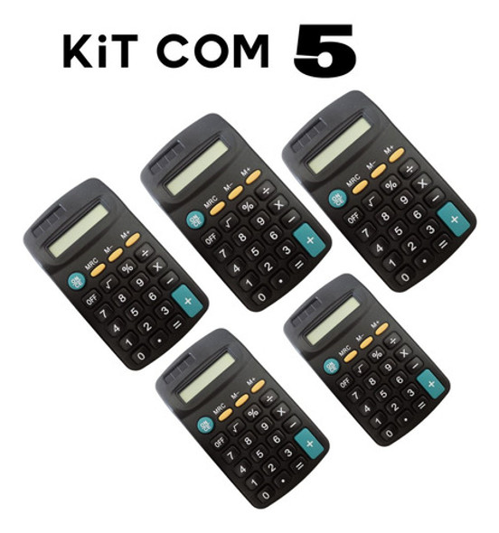 Kit C/5 Calculadoras De Bolso 8 Dígitos Pequena De Bolso 1