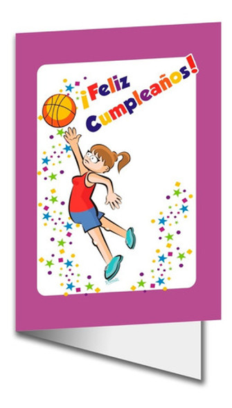 Basketball Femenino Tarjeta De Feliz Cumpleaños Con Sobre 0