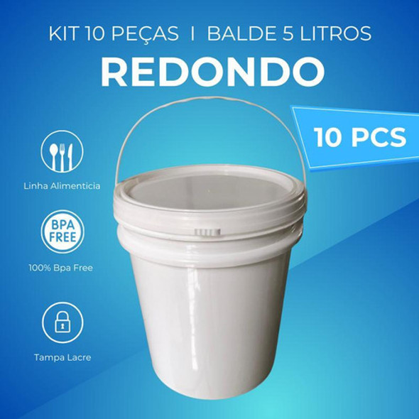 Balde 5l Com Alça Para Guardar Ração 10 Pçs 1