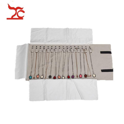 Terciopelo Negro Gris Portátil Roll Bolsa Collar Viaje Almac 0