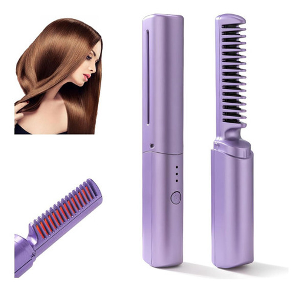Peine Alisador Usb Recargable Mini Calentamiento Ceramica 0