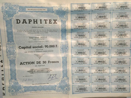 Apolice Daphitex 1944 - 50 Francs Completa 30 Cupons 0