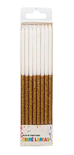 Set Kit Blister Velas Largas Gibre Bicolor Doradas X 16 Uni 0