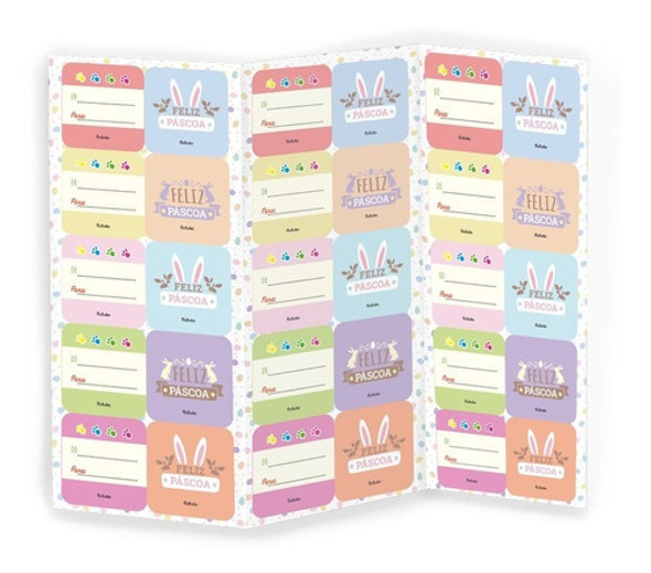 30 Adesivos Especiais Quadrados Feliz Páscoa + De - Para 0