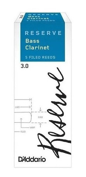 Cañas Clarinete Bajo Reserve Daddario Der05305 N3.0+ X5u 0