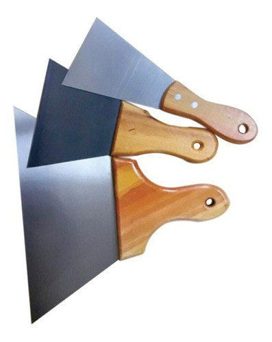 Espatula Pintor Enduir Flexible Fleje Inox Mango Madera 20cm 1